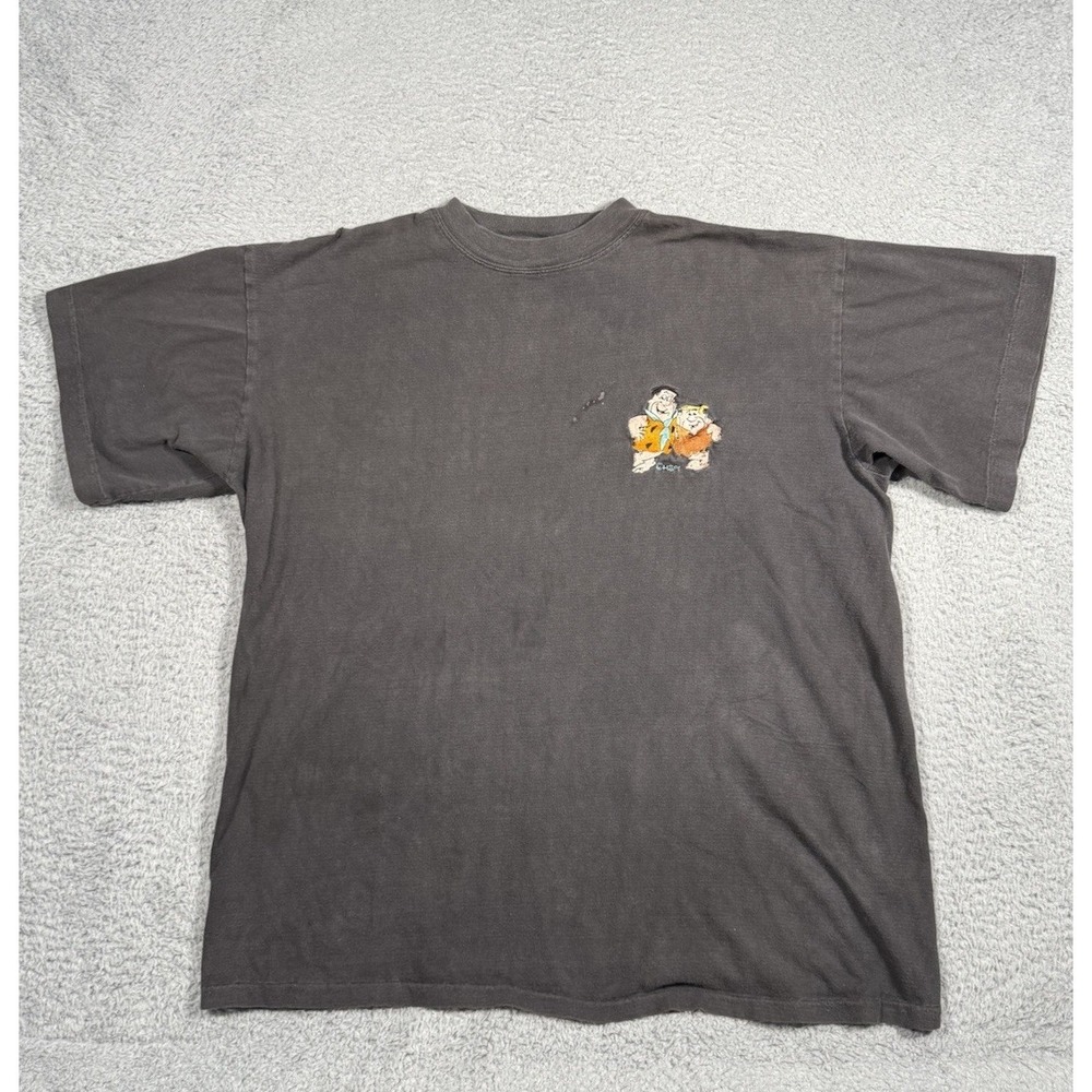 Vintage Street Works Flintstones T-Shirt Mens XL Brown Faded Single Stitch USA